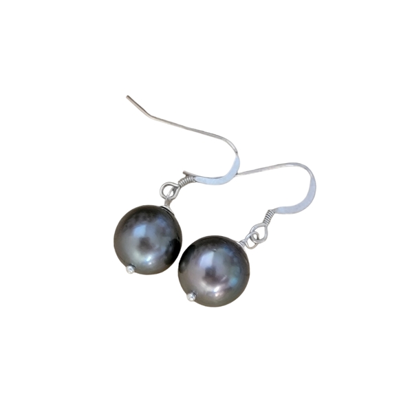 New Tahitian Black Pearl Earrings Dangle - Picture 3 of 6